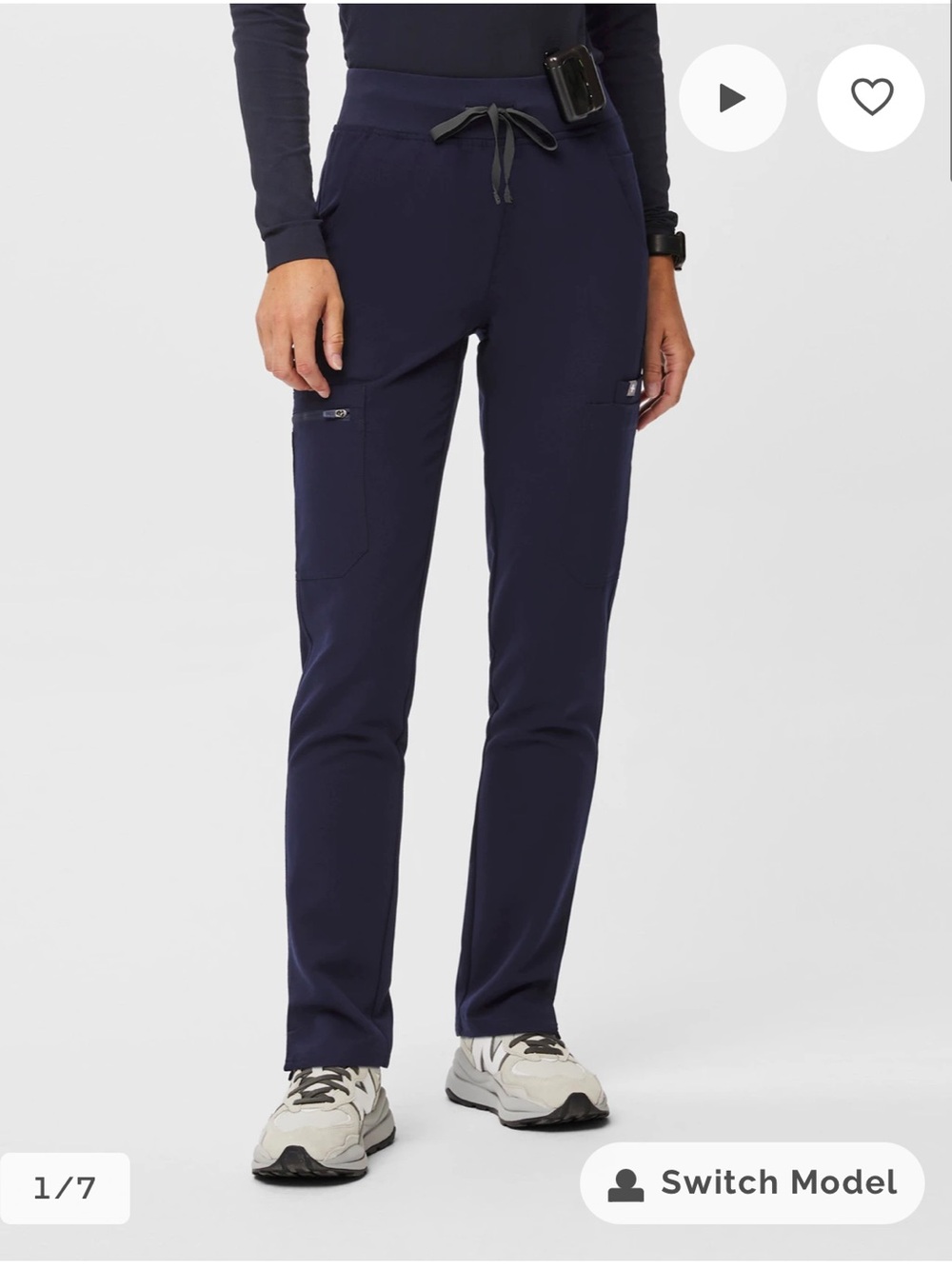 Figs Navy Yola High Waisted Skinny Scrub Pants